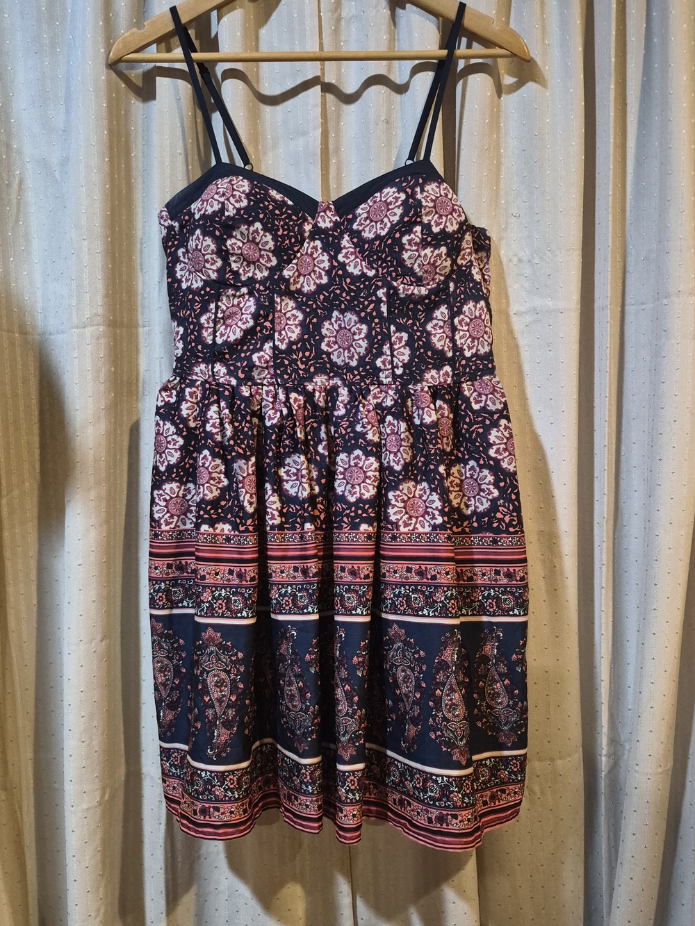 Band of Gypsies Paisley Floral Bustier Mini Dress Corset Boho Sundress L